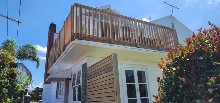 A professional result of waterproofing services and building services, where the wooden balcony and fencing has a fresh appeal and the house is more vibrant, ready for the house market