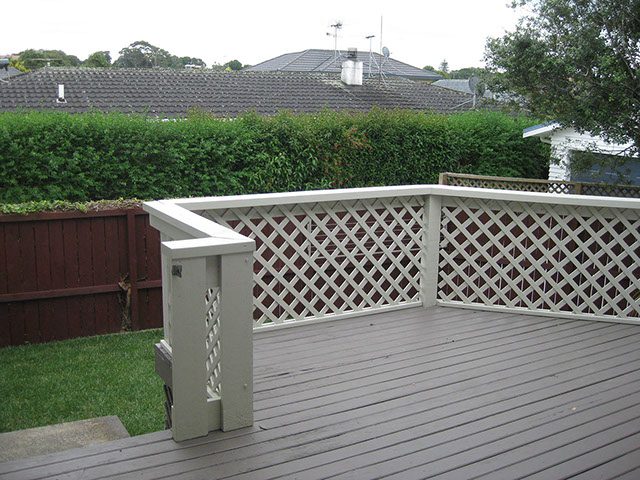 Garden deck patio services with pressure washing, staining, building, painting, outdoor area upgrade.