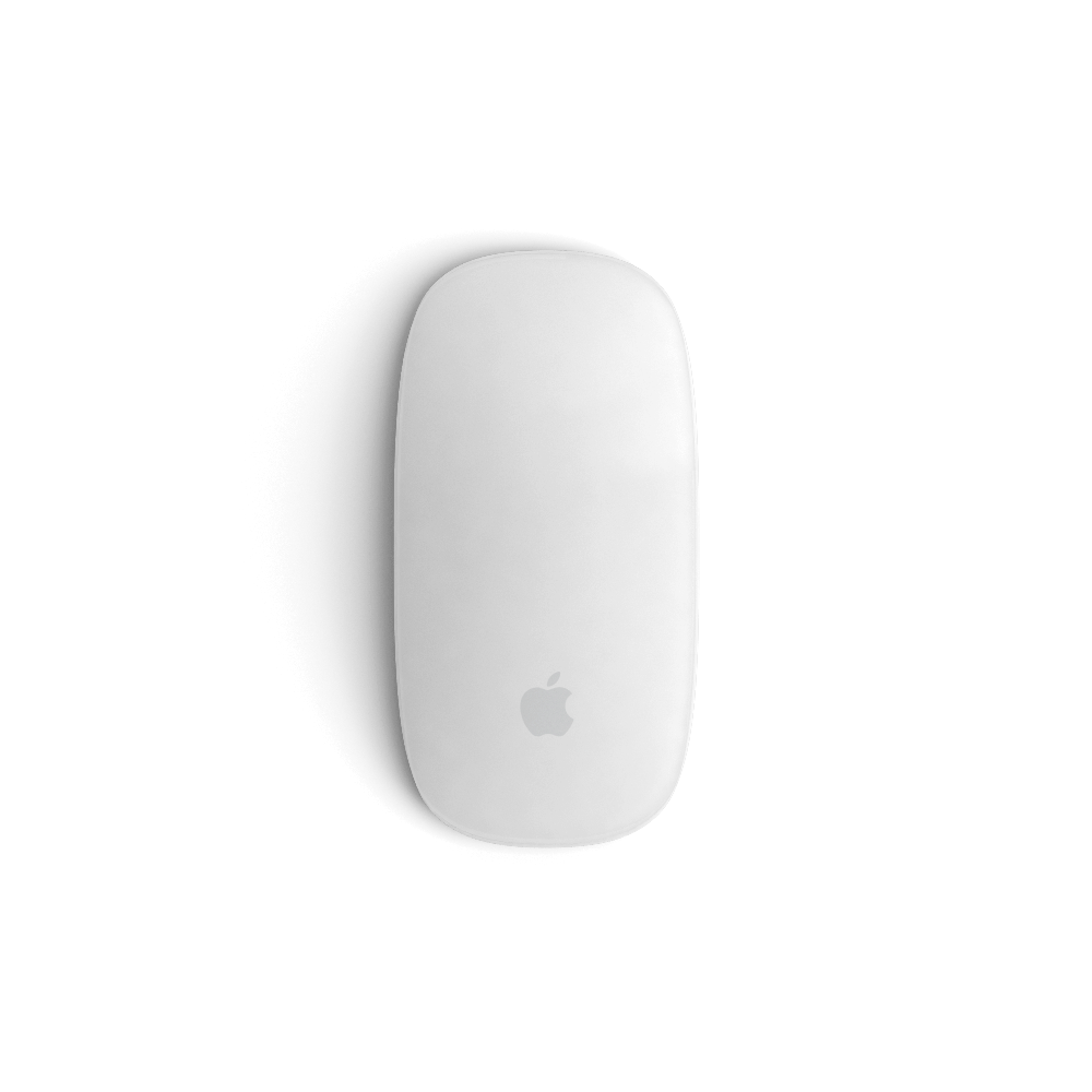 Apple Magic Mouse. Wireless, rechargeable computer mouse for Mac. Sleek white design, essential for Apple product users.